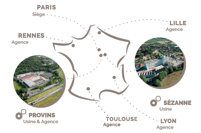 Carte France implantations, Moins de Plus de, la politique environnement de BBGR fabricant verres optiques 2022